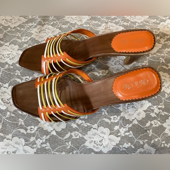 Women’s Orange and Green Sandals Size 10 - Picture 4 of 9